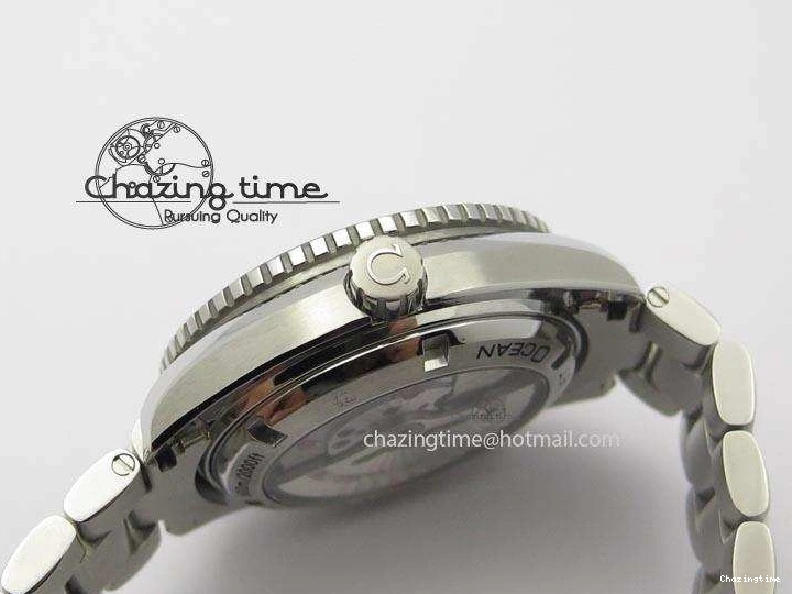 0812 Contemporary Planet Ocean SS Bp Maker 45mm Black Bezel Orange Numbers On SS Bracelet A 8217